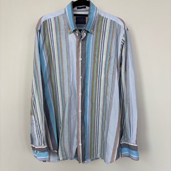 Calder Carmel Limited Edition Striped Button Down Long Sleeve Shirt Size L - Picture 1 of 10